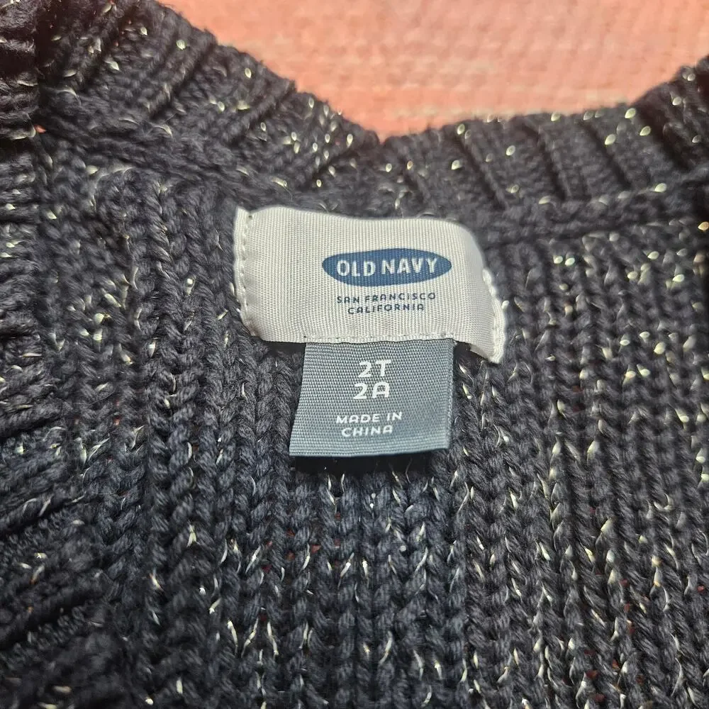Old Navy Blue Silver Sparkly Openfront Cardigan Sweater